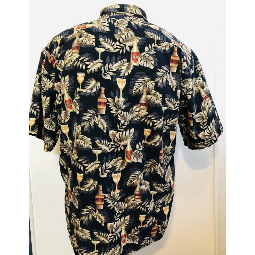 Campia Moda Mens Hawaiian Camp Shirt Black Beer - Picture 4 of 6